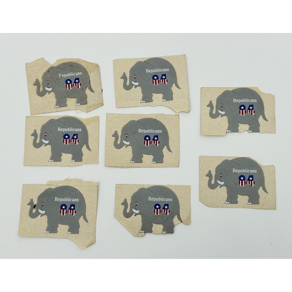 Republican Party 1984 Election Fuzzy Elephant Stickers Ronald Reagan Lot of 8